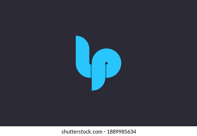 3d connected letter LP logo design in blue color