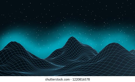 3d connection background. Wireframe topography landscape. Music equalizer concept. Blockchain and crypto currency technology background. Vector illustration