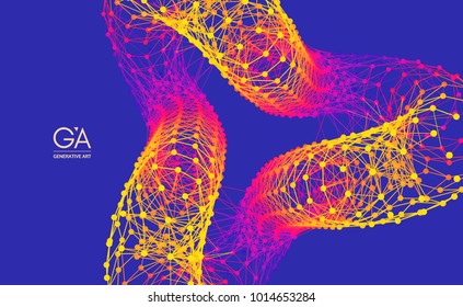 Estructura de conexión 3D. Estilo Tecnológico Futurista. Diseño abstracto. Elemento geométrico de Entramado. Ilustración vectorial.