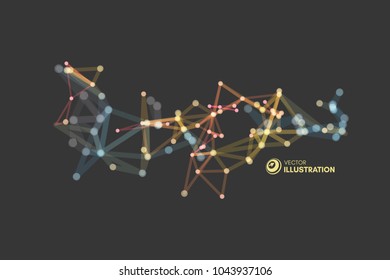 3d connection structure. Futuristic technology style. Vector illustration for science, chemistry or education.