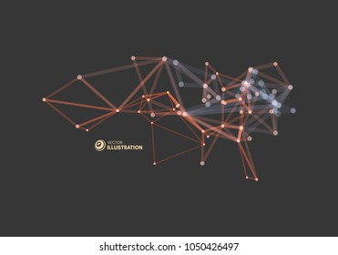 3d estructura de conexión. Estilo de tecnología futurista. Ilustración vectorial para la ciencia, la química o la educación.