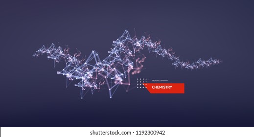 3d connection structure. Futuristic technology style. Low-poly element for design. Vector illustration for science, chemistry or education.
