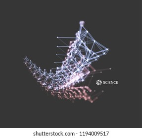 3d connection structure. Futuristic technology style. Low-poly element for design. Vector illustration for science, chemistry or education.