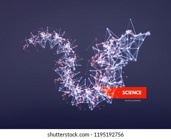 3d connection structure. Futuristic technology style. Low-poly element for design. Vector illustration for science, chemistry or education.
