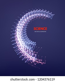 3d estructura de conexión. Estilo de tecnología futurista. Elemento de polos bajos para el diseño. Ilustración vectorial para la ciencia, la química o la educación.