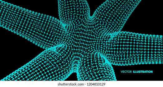 3d estructura de conexión. Estilo de tecnología futurista. Diseño abstracto. Elemento geométrico de entramado. Ilustración vectorial.