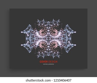 3d connection structure. Futuristic technology style. Low-poly element for design. Vector illustration for science, chemistry or education.