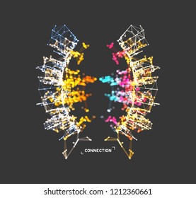 3d connection structure. Futuristic technology style. Vector illustration for science, chemistry or education.