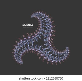 3D-Verbindungsstruktur. Futuristische Technologie-Stil. Low-Poly-Element für Design. Vektorgrafik für Wissenschaft, Chemie oder Bildung.