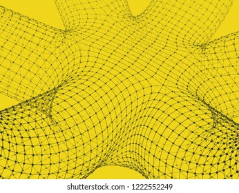 3d connection structure. Futuristic technology style. Abstract design. Lattice geometric element. Vector illustration.