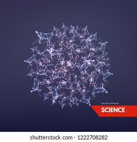 3d estructura de conexión. Estilo de tecnología futurista. Elemento de polos bajos para el diseño. Ilustración vectorial para la ciencia, la química o la educación.