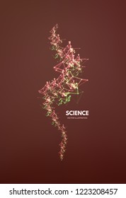 3d connection structure. Futuristic technology style. Low-poly element for design. Vector illustration for science, chemistry or education.