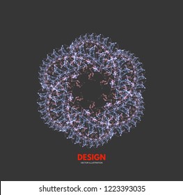 3d connection structure. Futuristic technology style. Low-poly element for design. Vector illustration for science, chemistry or education.