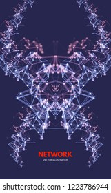 3d connection structure. Futuristic technology style. Low-poly element for design. Vector illustration for science, chemistry or education.
