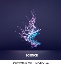 3d estructura de conexión. Estilo de tecnología futurista. Elemento de polos bajos para el diseño. Ilustración vectorial para la ciencia, la química o la educación.