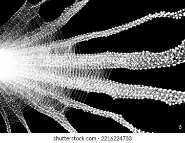 3D connection structure in futuristic technology style. Abstract background. Cobweb. Global network connection concept. Big data visualization. Illustration for science, technology or business. 