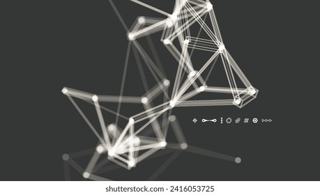 3D-Verbindungsstruktur. Futuristische Technologie-Stil. Vektorgrafik für Wissenschaft, Chemie oder Bildung.