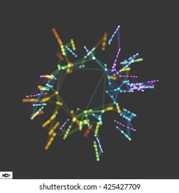 3D Connection Structure. Futuristic Technology Style. Composition with Motion Effect. Bokeh Effect. Vector illustration for Science, Chemistry or Education. 