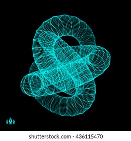 3D Connection Structure. Futuristic Technology Style. Abstract Design. Lattice Geometric Element. Vector Illustration.