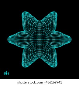 3D Connection Structure. Futuristic Technology Style. Abstract Design. Lattice Geometric Element. Vector Illustration.