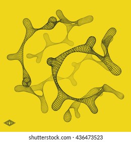 Estrutura de conexão 3D. Estilo De Tecnologia Futurista. Design abstrato. Elemento Geométrico De Reticulado. Ilustração de vetor.