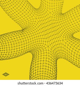 3D Connection Structure. Futuristic Technology Style. Abstract Design. Lattice Geometric Element. Vector Illustration.