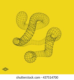 Estrutura de conexão 3D. Estilo De Tecnologia Futurista. Design abstrato. Elemento Geométrico De Reticulado. Ilustração de vetor.