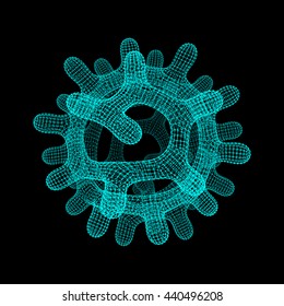 3D Connection Structure. Futuristic Technology Style. Abstract Design. Lattice Geometric Element. Vector Illustration.