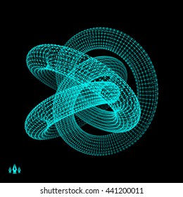 3D Connection Structure. Futuristic Technology Style. Abstract Design. Lattice Geometric Element. Vector Illustration.