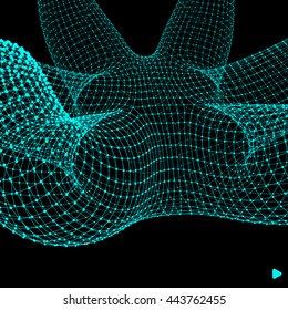 3D Connection Structure. Futuristic Technology Style. Abstract Design. Lattice Geometric Element. Vector Illustration.