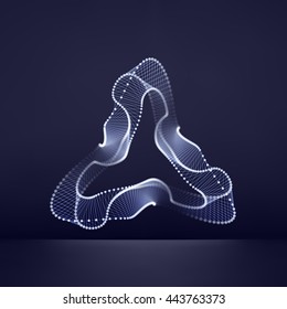 3D Connection Structure. Futuristic Technology Style. Abstract Design. Lattice Geometric Element. Vector Illustration.
