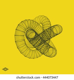 3D Connection Structure. Futuristic Technology Style. Abstract Design. Lattice Geometric Element. Vector Illustration.