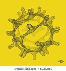 3D Connection Structure. Futuristic Technology Style. Abstract Design. Lattice Geometric Element. Vector Illustration.