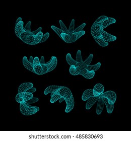 3D Connection Structure. Futuristic Technology Style. Abstract Design. Lattice Geometric Element. Vector Illustration.