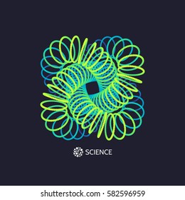 3D Connection Structure. Futuristic Technology Style. Abstract Design. Lattice Geometric Element. Vector Illustration. 