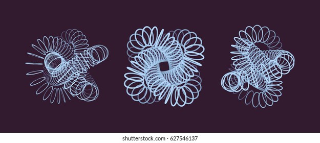 3D Connection Structure. Futuristic Technology Style. Abstract Design. Lattice Geometric Element. Vector Illustration.  