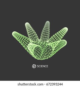 3D Connection Structure. Futuristic Technology Style. Abstract Design. Lattice Geometric Element. Vector Illustration.