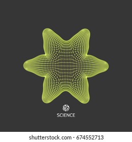 3D Connection Structure. Futuristic Technology Style. Abstract Design. Lattice Geometric Element. Vector Illustration.