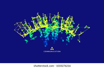 3d connection structure. Virtual abstract background with particles. Futuristic technology style. Vector illustration for science, education, genetic and chemical compounds. Social network. 