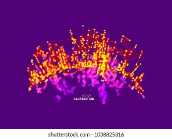 3d connection structure. Virtual abstract background with particles. Futuristic technology style. Vector illustration for science, education, genetic and chemical compounds. Social network. 