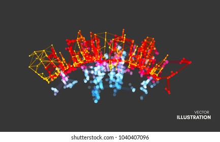 3d connection structure. Virtual abstract background with particles. Futuristic technology style. Vector illustration for science, education, genetic and chemical compounds. Social network. 