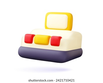 3D console icon in cartoon style. Old, vintage electrical item on a white isolated background. 90s technology vector illustration.