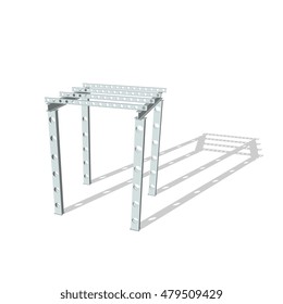 3d construction from metal beam.Isolated on white background. Vector illustration.