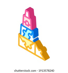 3d constructor y rompecabezas de juguete vector de ícono isométrico. 3d constructor y signo de juguete del rompecabezas. ilustración de símbolo aislado