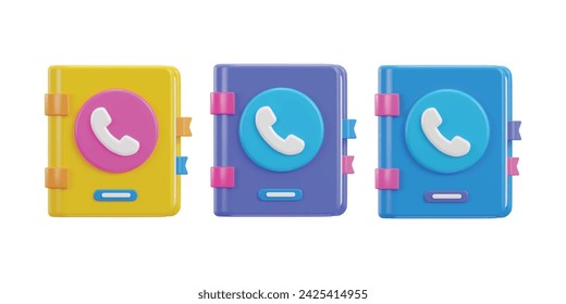 3d contact book icon vector illustration set