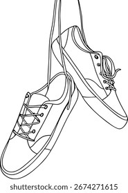 3d contínua uma linha desenhando os sapatos eps vetor