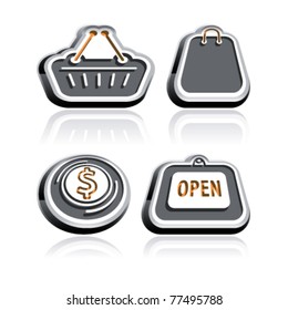 3d contour shopping icons