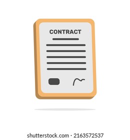 3d contract document concept in minimal cartoon style