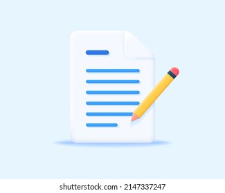 3d contract realistic icon vector concept. Trendy modern design illustration isolated