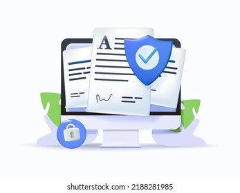 3D Contracts illustration. Signing legal document, electronic contract or agreement online 3D vector. People reading and signing contract terms and conditions. Vector illustration. 3D render vector